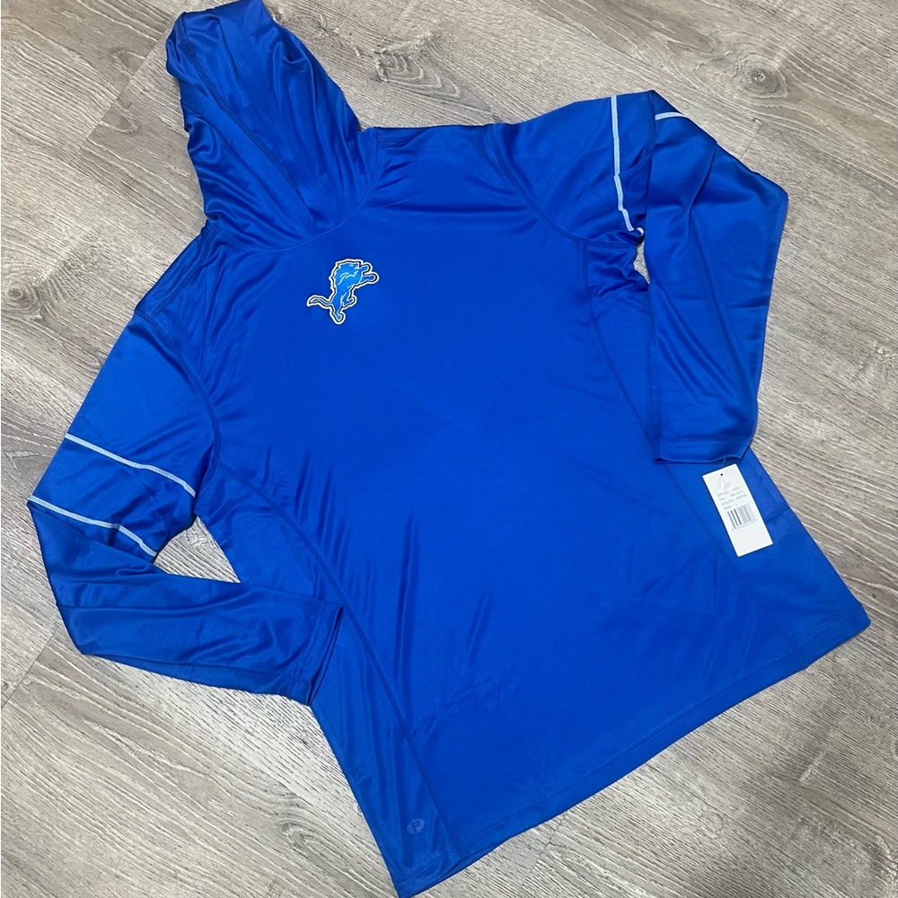 Detroit Lions Hooded Long Sleeve Shirt with Logo